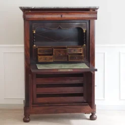 Pamono Antique Mahogany Biedermeier Secretaire with Inlay and Marble Top Sale