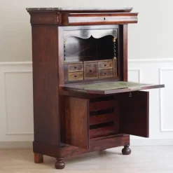 Pamono Antique Mahogany Biedermeier Secretaire with Inlay and Marble Top Sale