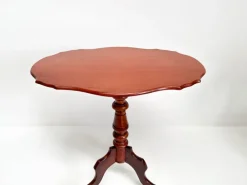 Pamono Antique Mahogany Tripod Table: Scalloped Edge Wine Table, 1890s New