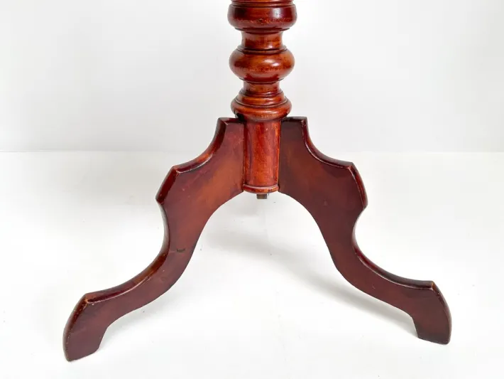 Pamono Antique Mahogany Tripod Table: Scalloped Edge Wine Table, 1890s New