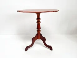 Pamono Antique Mahogany Tripod Table: Scalloped Edge Wine Table, 1890s New