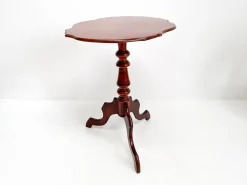 Pamono Antique Mahogany Tripod Table: Scalloped Edge Wine Table, 1890s New