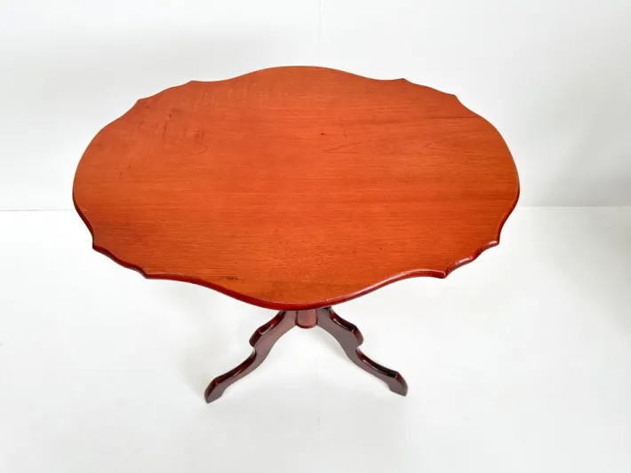Pamono Antique Mahogany Tripod Table: Scalloped Edge Wine Table, 1890s New