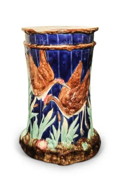 Pamono Antique Majolica Ceramic Garden Stool from Thomas Forester & Sons Sale