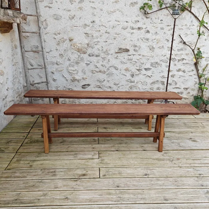 Pamono Antique Oak Benches, 1960s, Set of 2 Hot