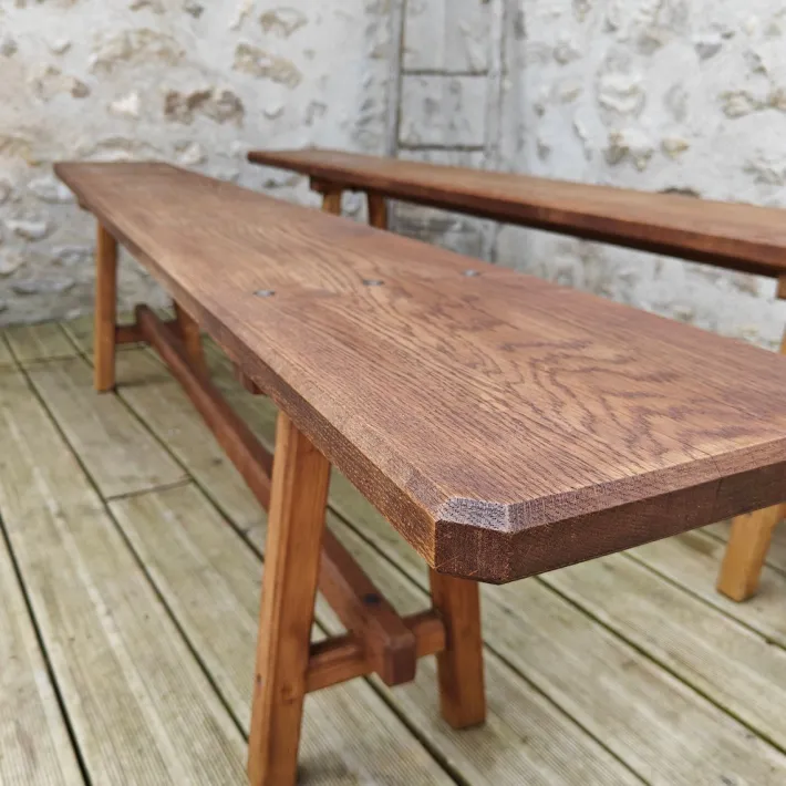 Pamono Antique Oak Benches, 1960s, Set of 2 Hot