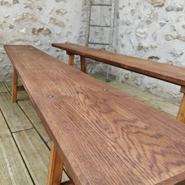 Pamono Antique Oak Benches, 1960s, Set of 2 Hot