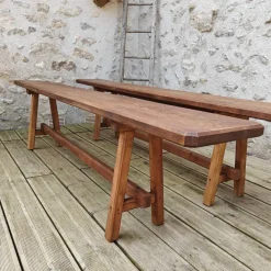 Pamono Antique Oak Benches, 1960s, Set of 2 Hot
