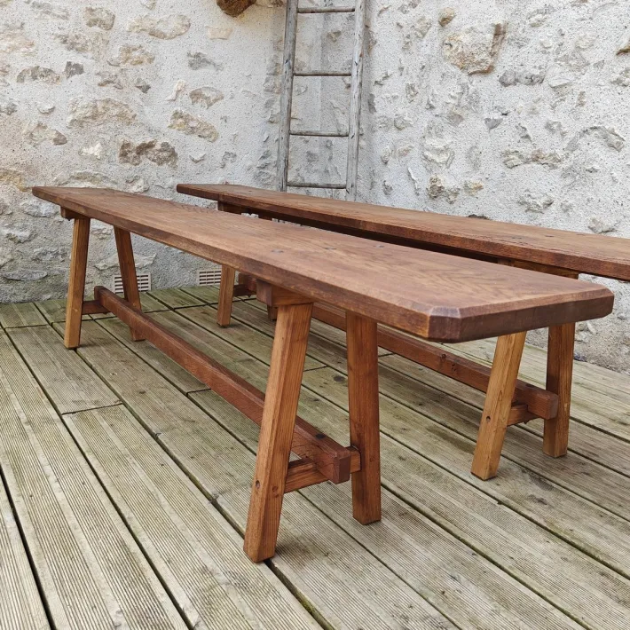 Pamono Antique Oak Benches, 1960s, Set of 2 Hot