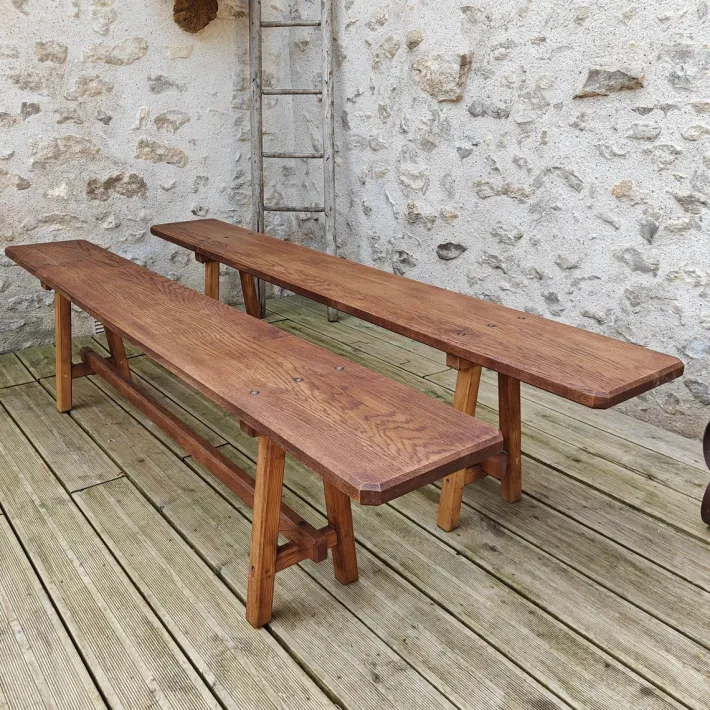 Pamono Antique Oak Benches, 1960s, Set of 2 Hot