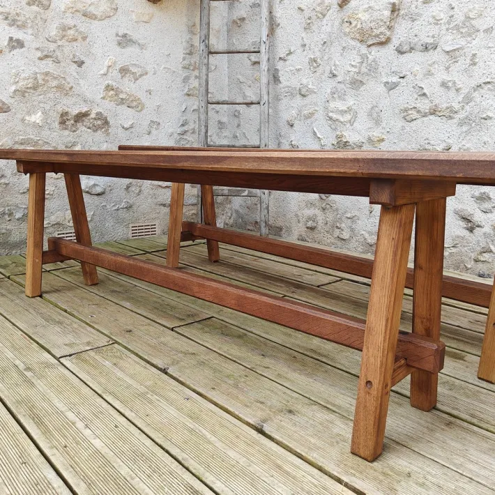 Pamono Antique Oak Benches, 1960s, Set of 2 Hot