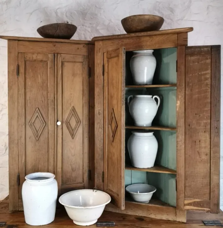 Pamono Antique Oak Corner Cabinets, 1890, Set of 2 Best