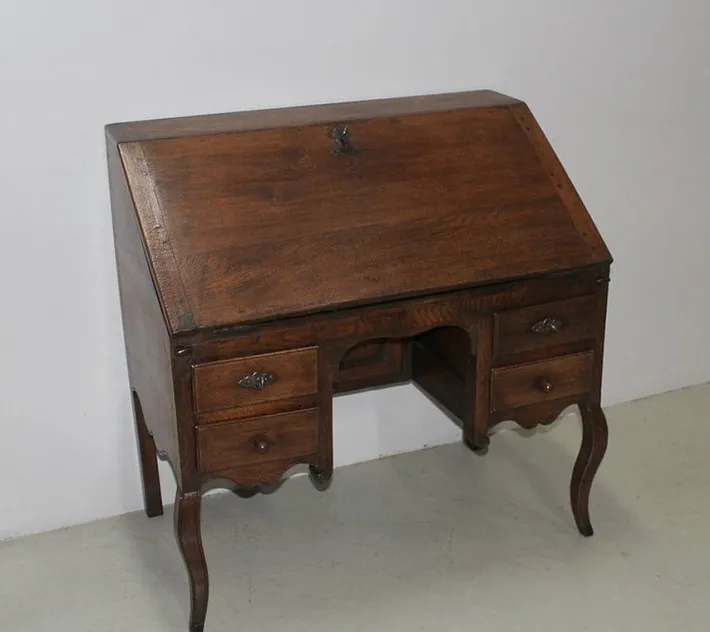 Pamono Antique Oak Secretary Desk Hot