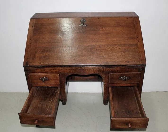 Pamono Antique Oak Secretary Desk Hot