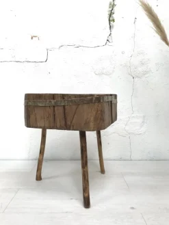 Pamono Antique Primitive Butcher's Block in Raw Wood Discount