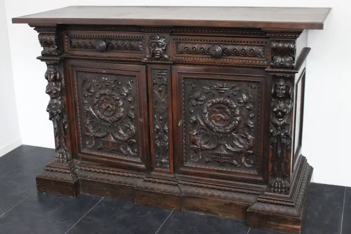 Pamono Antique Renaissance Style Carved Sideboard Best