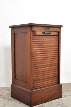 Pamono Antique Roller Door Cabinet in Oak, 1890s Hot