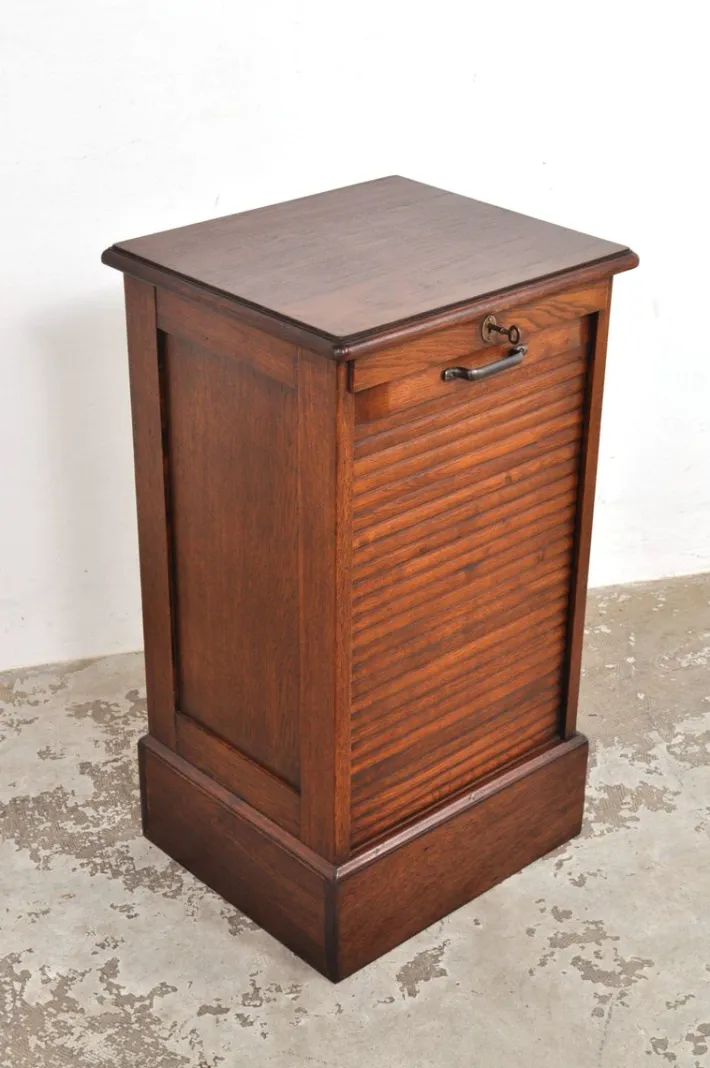 Pamono Antique Roller Door Cabinet in Oak, 1890s Hot