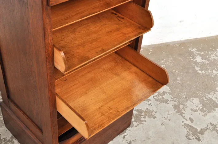Pamono Antique Roller Door Cabinet in Oak, 1890s Hot