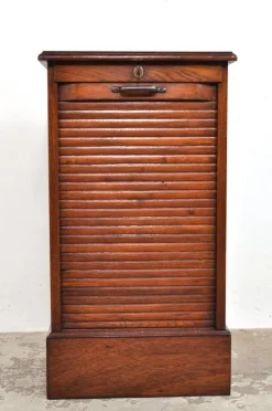 Pamono Antique Roller Door Cabinet in Oak, 1890s Hot