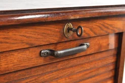 Pamono Antique Roller Door Cabinet in Oak, 1890s Hot