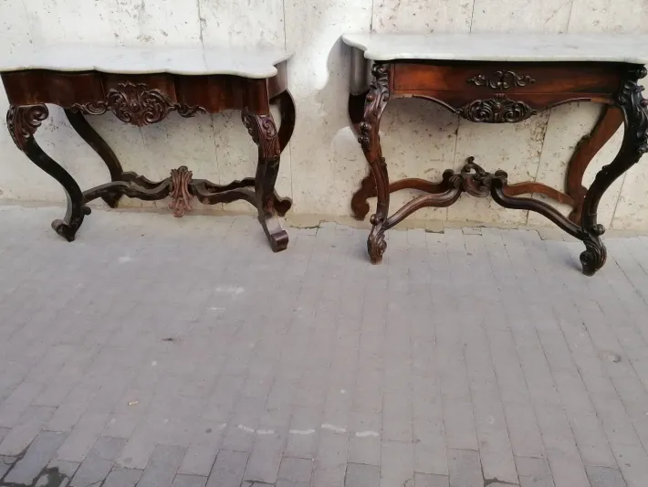 Pamono Antique Rosewood Console Tables, Set of 2