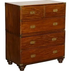 Pamono Antique Satinwood Military Campaign Chest of Drawers, 1800s Outlet