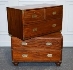 Pamono Antique Satinwood Military Campaign Chest of Drawers, 1800s Outlet