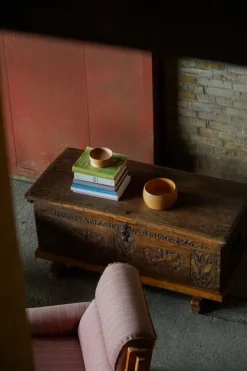 Pamono Antique Scandinavian Folk Art Oak Chest with Carved Panels, 1764 Outlet