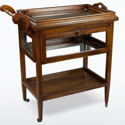 Pamono Antique Serving Trolley with Folding Side Panels and Removable Tray, 1920s