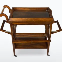 Pamono Antique Serving Trolley with Folding Side Panels and Removable Tray, 1920s