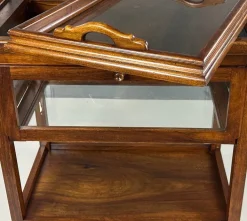 Pamono Antique Serving Trolley with Folding Side Panels and Removable Tray, 1920s