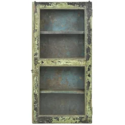 Pamono Antique Solid Wood Wall Display Case with Green Patina Outlet