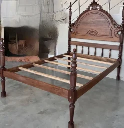 Pamono Antique Spanish Bed with Wood Slabs, 1900 Online