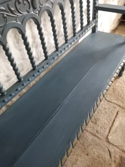 Pamono Antique Spanish Painted Chestnut Settle Bench, 1880 Hot