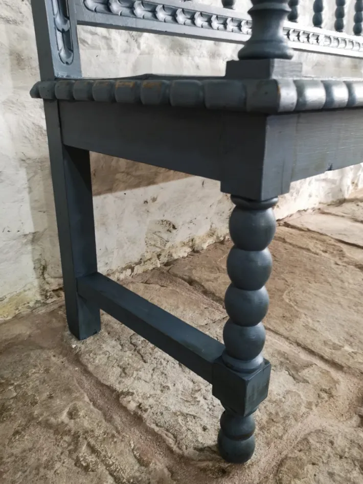 Pamono Antique Spanish Painted Chestnut Settle Bench, 1880 Hot