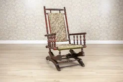 Pamono Antique Spring Rocking Chair in Floral Fabric, 1890s Discount
