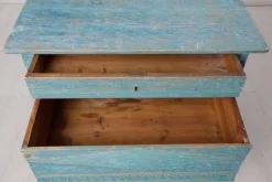 Pamono Antique Swedish Blue Painted Hand-Carved Country Table Clearance