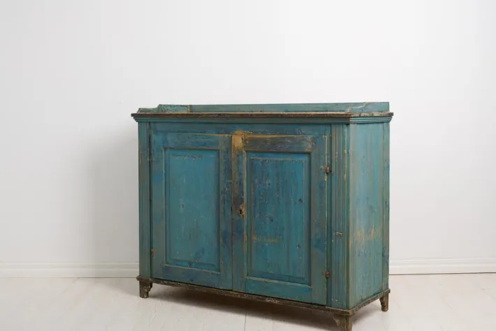 Pamono Antique Swedish Gustavian Blue Painted Country Sideboard Discount
