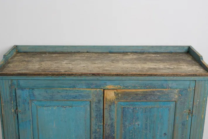 Pamono Antique Swedish Gustavian Blue Painted Country Sideboard Discount