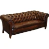 Pamono Antique Swedish Leather Chesterfield 3-Seater Sofa Online