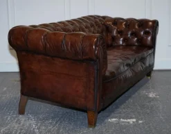 Pamono Antique Swedish Leather Chesterfield 3-Seater Sofa Online