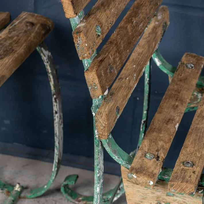 Pamono Antique 19th Century Victorian Wrought Iron & Wood Garden Seats, 1890, Set of 4 Discount