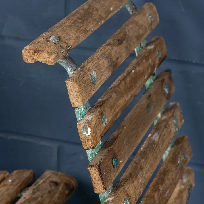 Pamono Antique 19th Century Victorian Wrought Iron & Wood Garden Seats, 1890, Set of 4 Discount