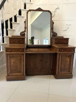 Pamono Antique Victorian Burr Walnut Dressing Table, 1860s Online