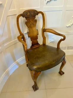 Pamono Antique Victorian Carved Walnut Desk Chairs, 1880s, Set of 2 Clearance