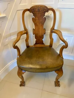 Pamono Antique Victorian Carved Walnut Desk Chairs, 1880s, Set of 2 Clearance