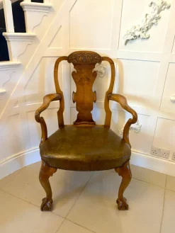 Pamono Antique Victorian Carved Walnut Desk Chair, 1880s Hot