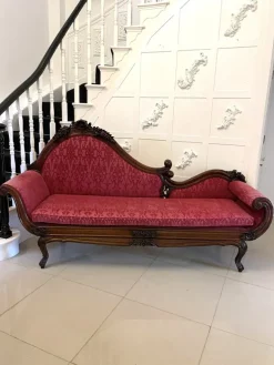 Pamono Antique Victorian Carved Mahogany Chaise Lounge, 1860