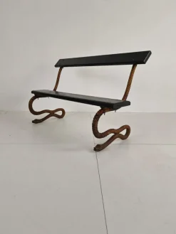 Pamono Antique Victorian Cast Iron Snake Garden Bench, 1890s